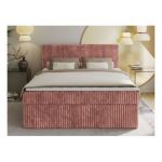 Łóżko kontynentalne TILIANO 200x200 - H3 - różowy, sztruks