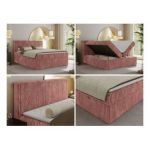 Łóżko kontynentalne TILIANO 140x200 - H4 - różowy, sztruks