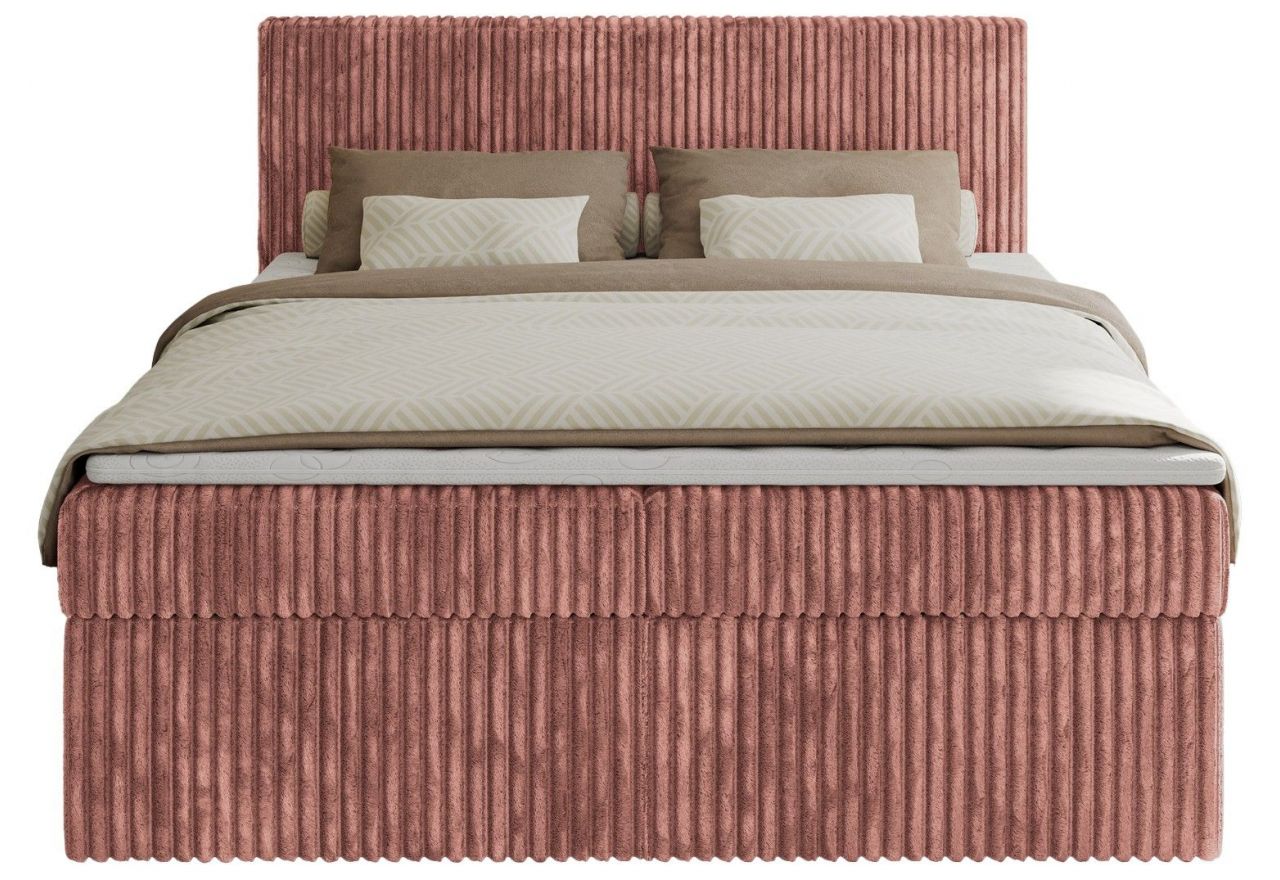 Łóżko kontynentalne TILIANO 200x200 - H4 - różowy, sztruks