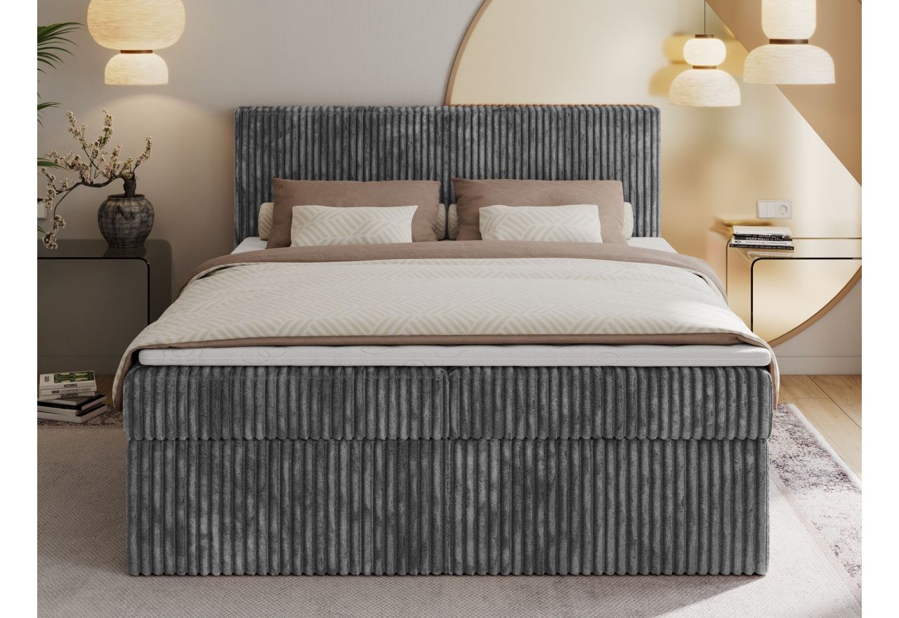 Łóżko kontynentalne TILIANO 140x200 - H3 - szary, sztruks