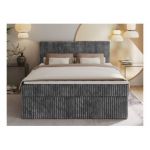 Łóżko kontynentalne TILIANO 140x200 - H3 - szary, sztruks