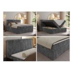 Łóżko kontynentalne TILIANO 200x200 - H3 - szary, sztruks