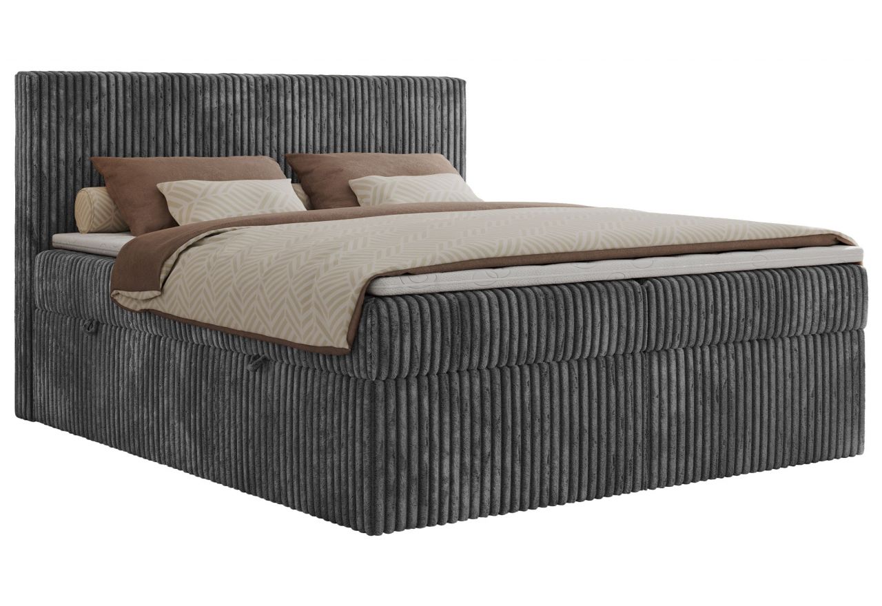 Łóżko kontynentalne TILIANO 140x200 - H4 - szary, sztruks