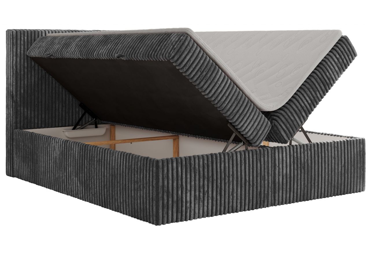 Łóżko kontynentalne TILIANO 200x200 - H4 - szary, sztruks