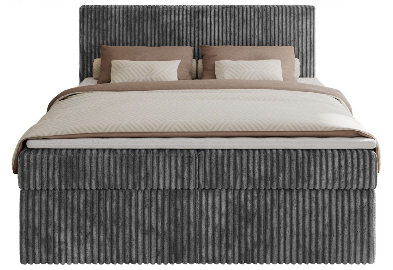 Łóżko kontynentalne TILIANO 200x200 - H4 - szary, sztruks