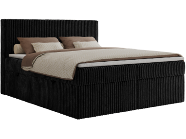 Łóżko kontynentalne TILIANO 160x200 - H3 - czarny, sztruks