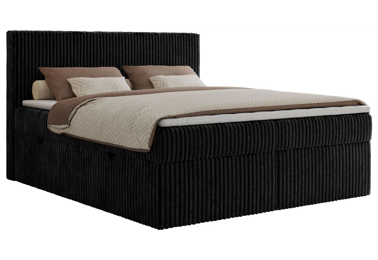 Łóżko kontynentalne TILIANO 200x200 - H3 - czarny, sztruks