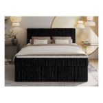 Łóżko kontynentalne TILIANO 140x200 - H4 - czarny, sztruks