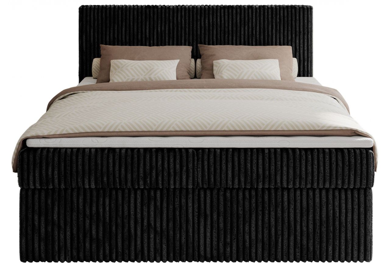 Łóżko kontynentalne TILIANO 140x200 - H4 - czarny, sztruks