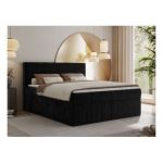 Łóżko kontynentalne TILIANO 160x200 - H4 - czarny, sztruks