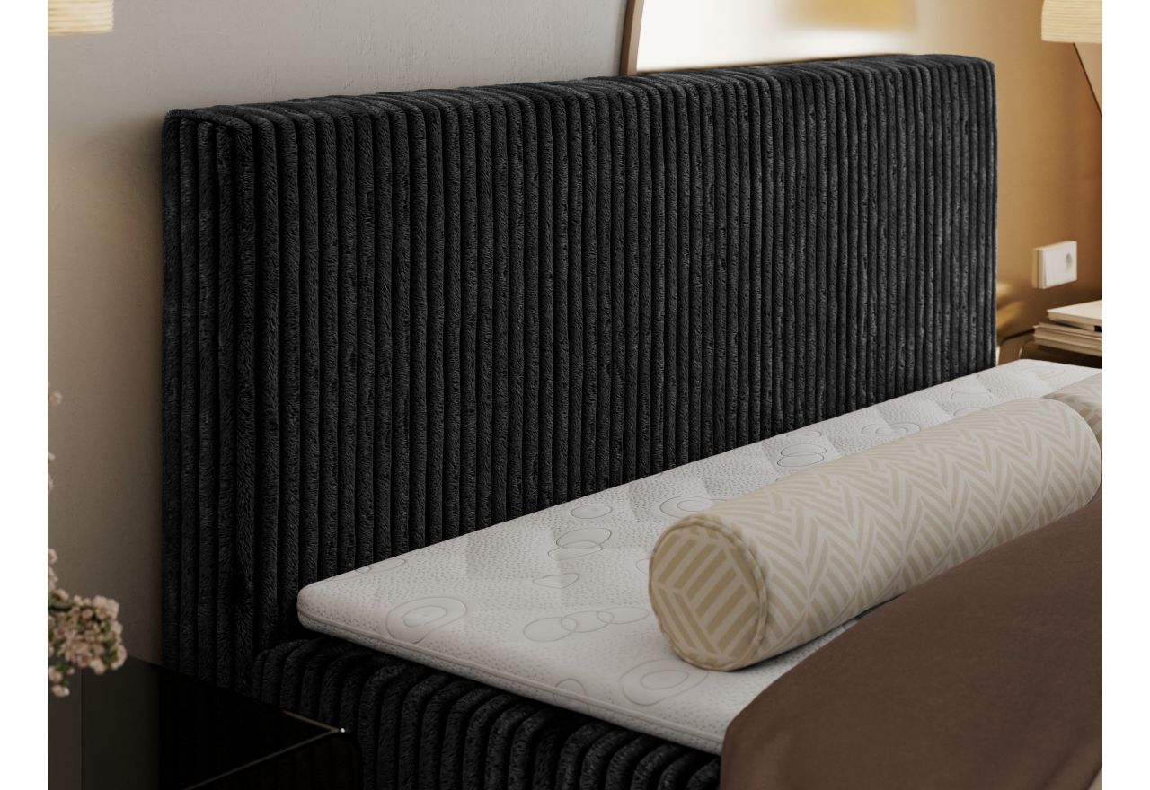 Łóżko kontynentalne TILIANO 200x200 - H4 - czarny, sztruks