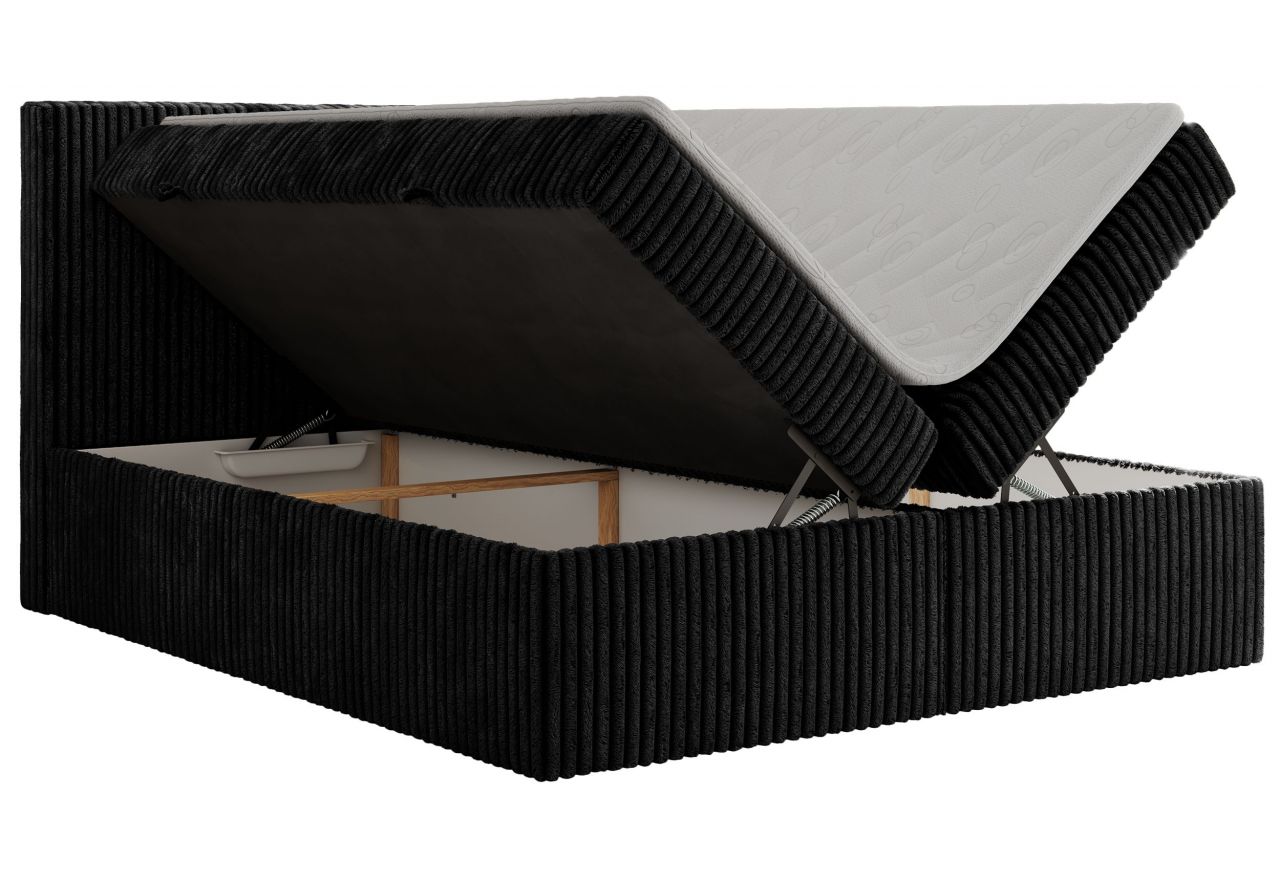 Łóżko kontynentalne TILIANO 200x200 - H4 - czarny, sztruks