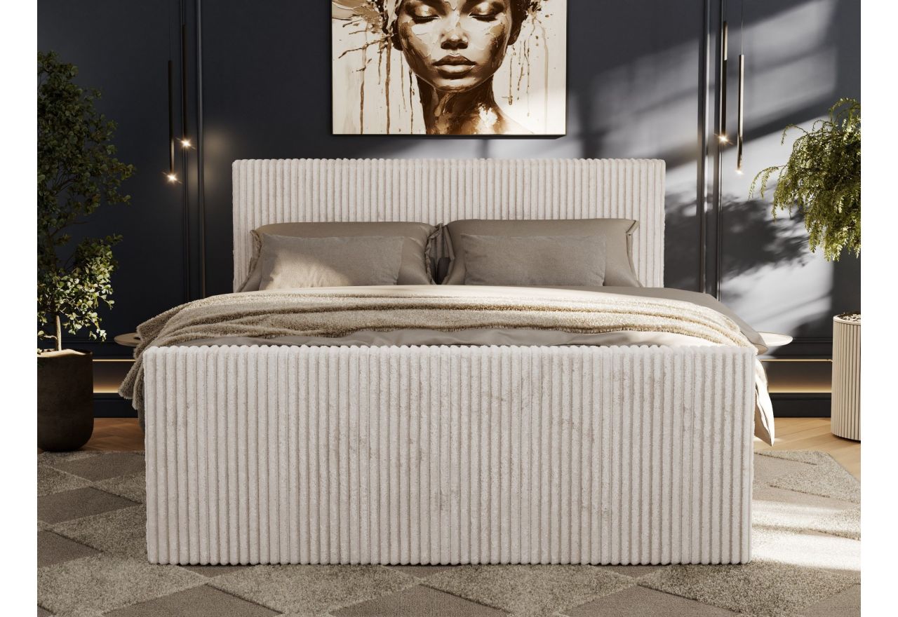 Łóżko kontynentalne TILIANO DUO 200x200 - H3 - beżowy, sztruks