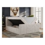 Łóżko kontynentalne TILIANO DUO 200x200 - H3 - beżowy, sztruks