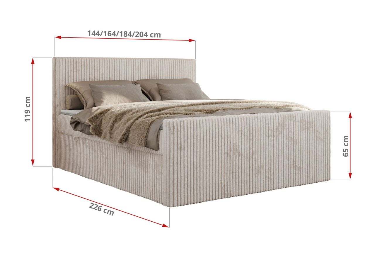 Łóżko kontynentalne TILIANO DUO 160x200 - H4 - beżowy, sztruks
