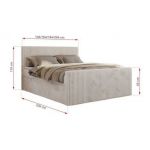 Łóżko kontynentalne TILIANO DUO 180x200 - H4 - beżowy, sztruks