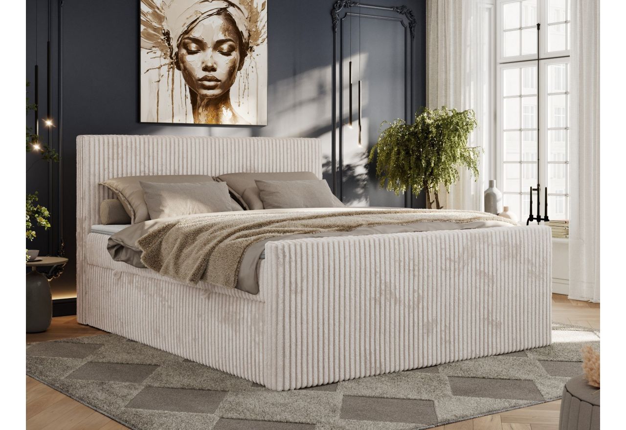 Łóżko kontynentalne TILIANO DUO 200x200 - H4 - beżowy, sztruks