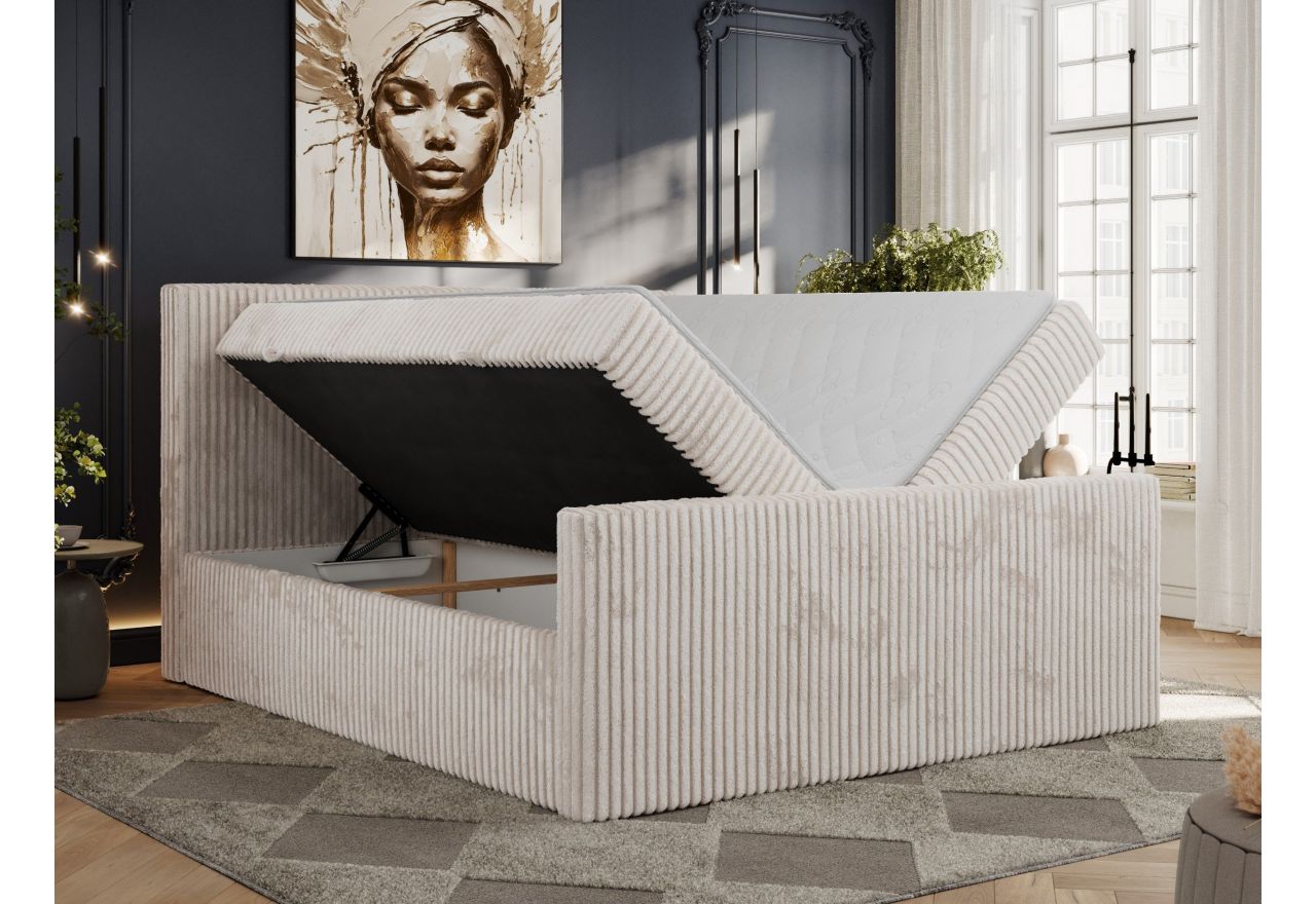 Łóżko kontynentalne TILIANO DUO 200x200 - H4 - beżowy, sztruks