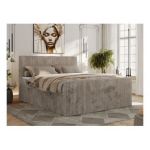 Łóżko kontynentalne TILIANO DUO 160x200 - H3 - jasnobrązowy, sztruks