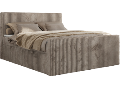 Łóżko kontynentalne TILIANO DUO 160x200 - H3 - jasnobrązowy, sztruks