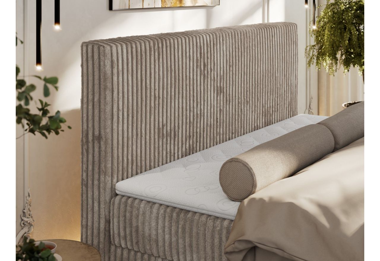 Łóżko kontynentalne TILIANO DUO 180x200 - H3 - jasnobrązowy, sztruks