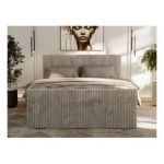 Łóżko kontynentalne TILIANO DUO 180x200 - H3 - jasnobrązowy, sztruks