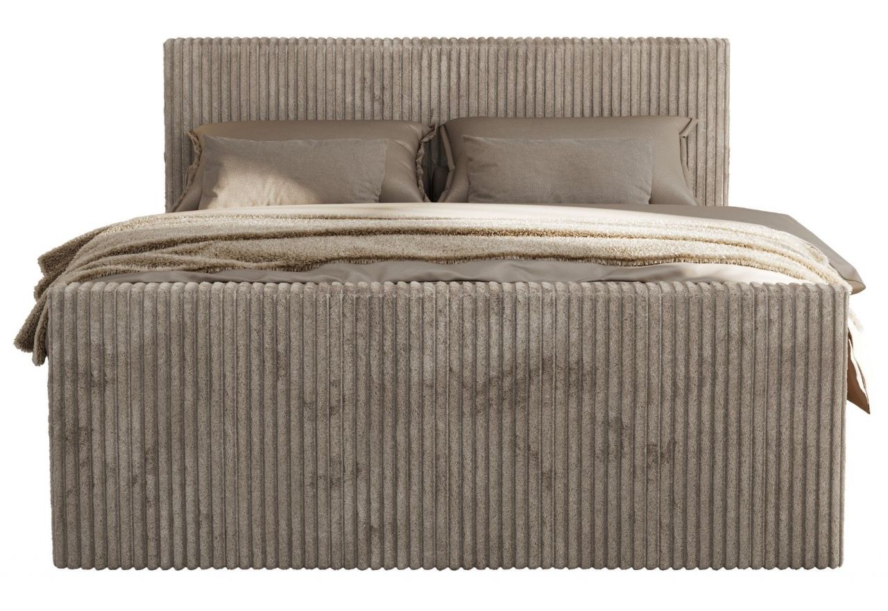 Łóżko kontynentalne TILIANO DUO 200x200 - H3 - jasnobrązowy, sztruks