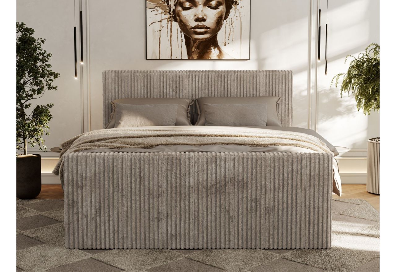 Łóżko kontynentalne TILIANO DUO 180x200 - H4 - jasnobrązowy, sztruks