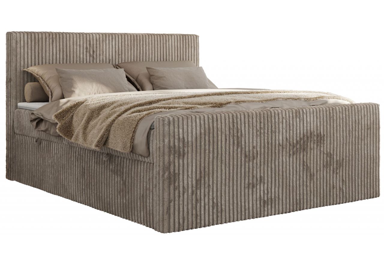 Łóżko kontynentalne TILIANO DUO 180x200 - H4 - jasnobrązowy, sztruks