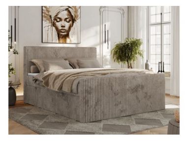 Łóżko kontynentalne TILIANO DUO 200x200 - H4 - jasnobrązowy, sztruks