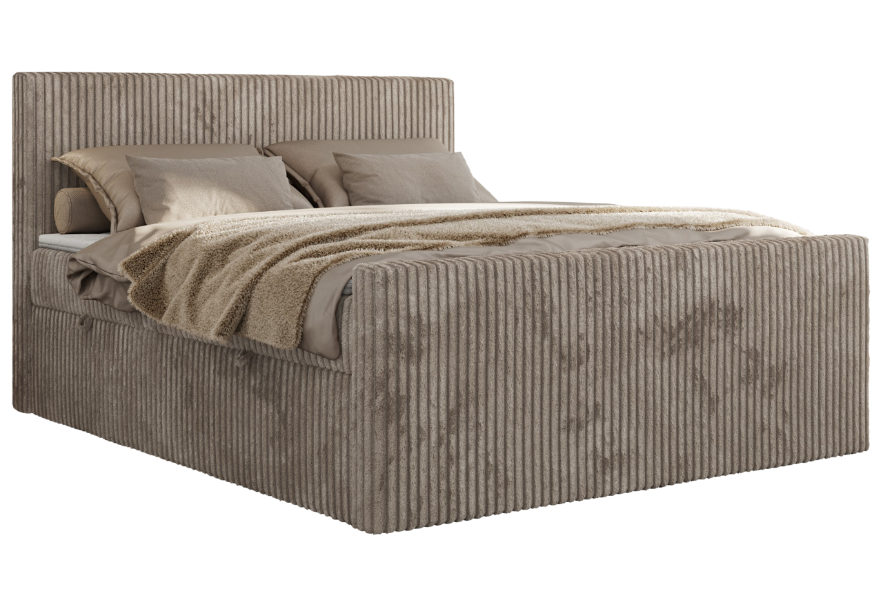 Łóżko kontynentalne TILIANO DUO 200x200 - H4 - jasnobrązowy, sztruks