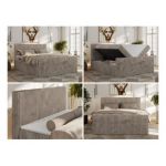 Łóżko kontynentalne TILIANO DUO 200x200 - H4 - jasnobrązowy, sztruks