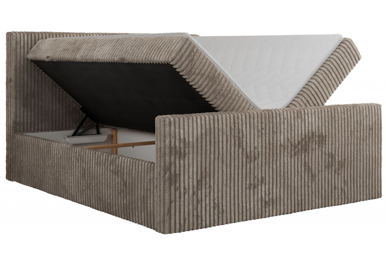 Łóżko kontynentalne TILIANO DUO 200x200 - H4 - jasnobrązowy, sztruks