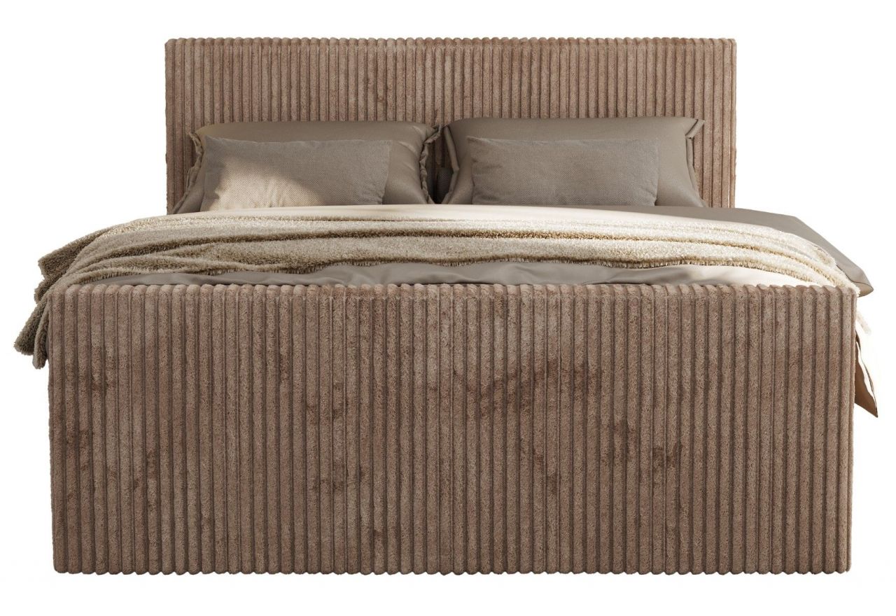 Łóżko kontynentalne TILIANO DUO 140x200 - H3 - brązowy, sztruks