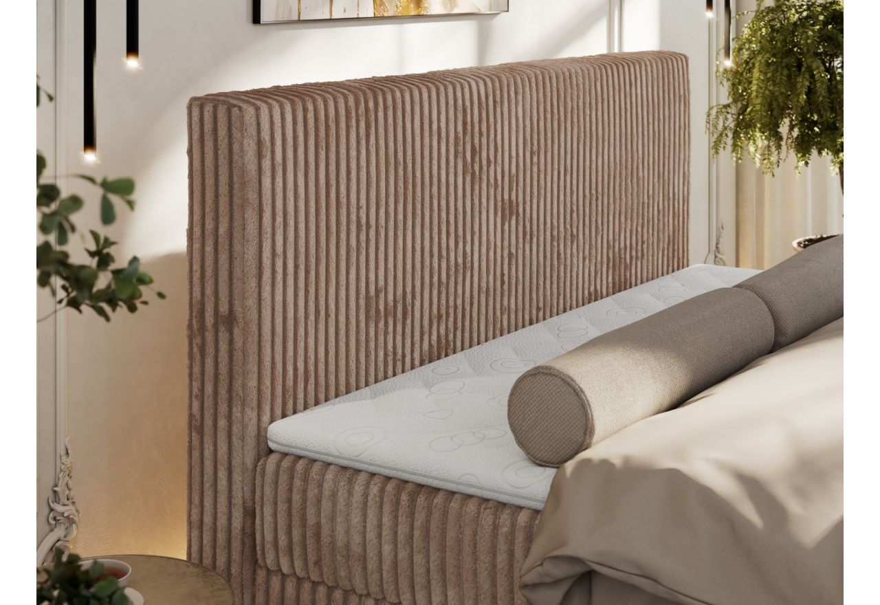 Łóżko kontynentalne TILIANO DUO 180x200 - H3 - brązowy, sztruks