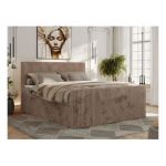 Łóżko kontynentalne TILIANO DUO 200x200 - H3 - brązowy, sztruks