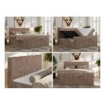 Łóżko kontynentalne TILIANO DUO 200x200 - H3 - brązowy, sztruks