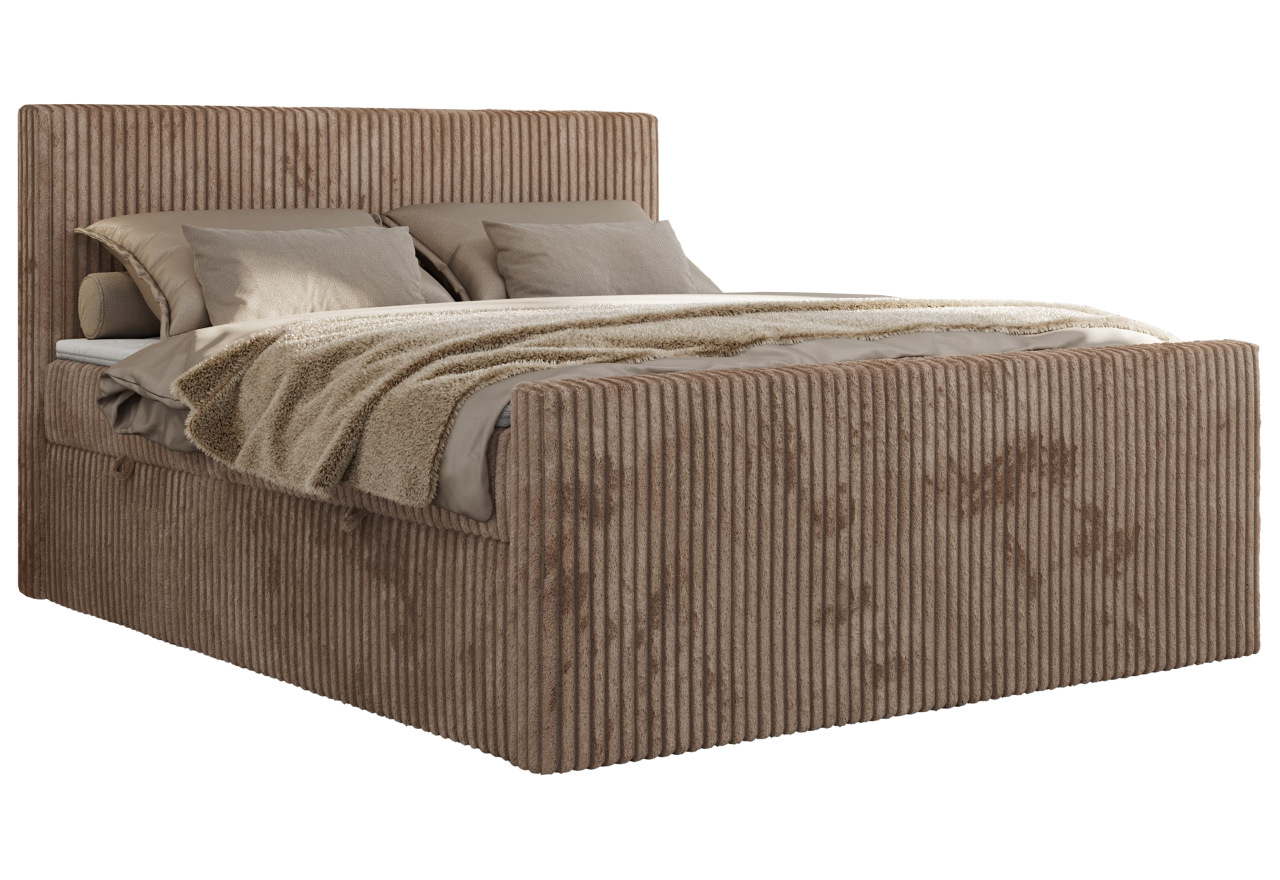 Łóżko kontynentalne TILIANO DUO 140x200 - H4 - brązowy, sztruks