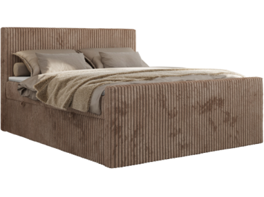 Łóżko kontynentalne TILIANO DUO 200x200 - H4 - brązowy, sztruks