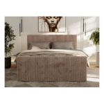 Łóżko kontynentalne TILIANO DUO 200x200 - H4 - brązowy, sztruks