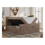 Łóżko kontynentalne TILIANO DUO 200x200 - H4 - brązowy, sztruks