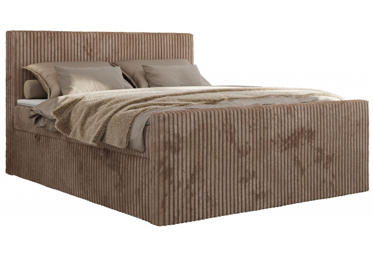 Łóżko kontynentalne TILIANO DUO 200x200 - H4 - brązowy, sztruks