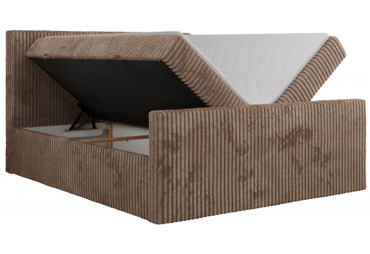 Łóżko kontynentalne TILIANO DUO 200x200 - H4 - brązowy, sztruks