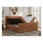 Łóżko kontynentalne TILIANO DUO 140x200 - H3 - pomarańczowy, sztruks