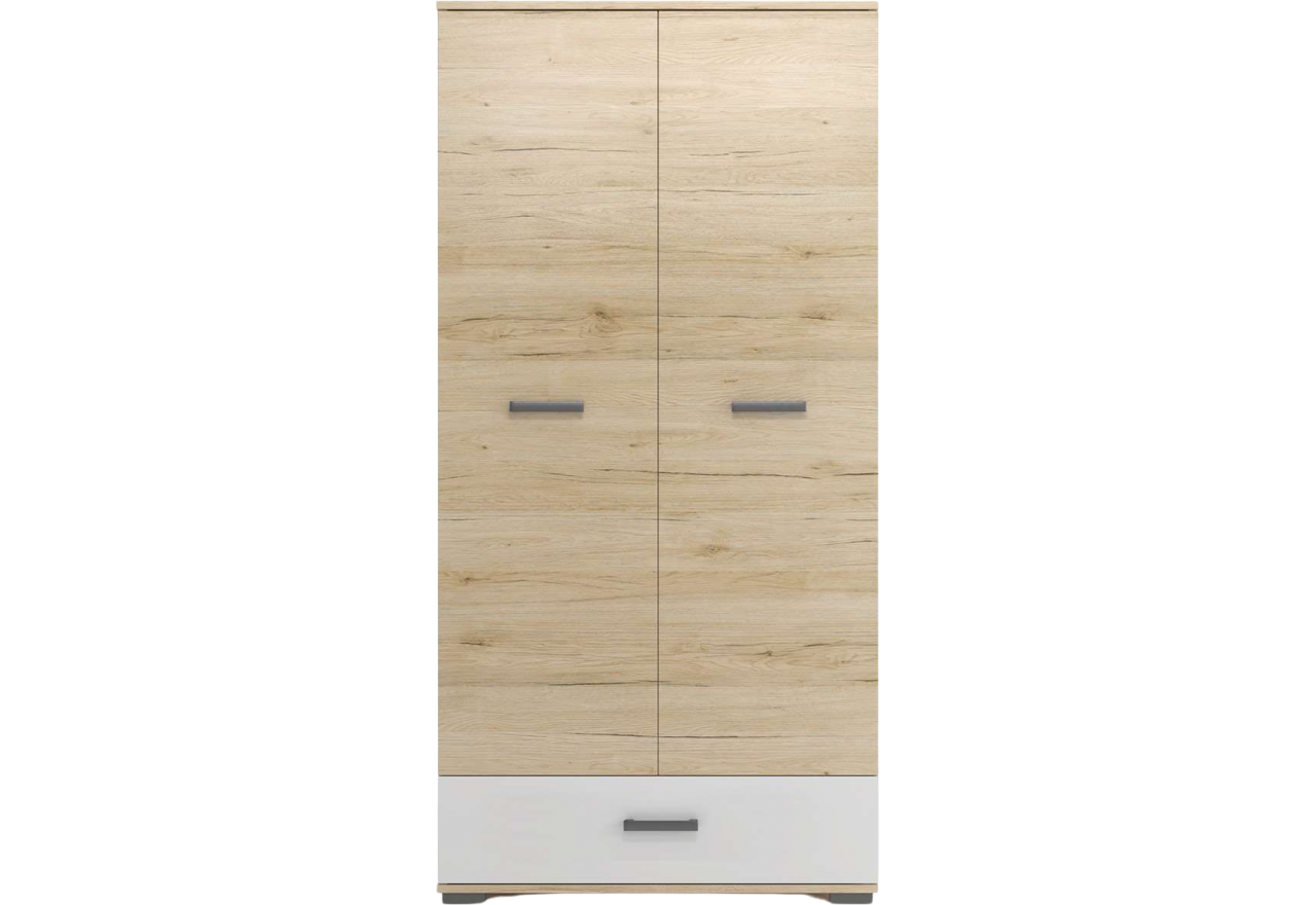 Szafa dwudrzwiowa tradycyjna 90 cm z szufladą na samym dole - LINK Dąb Sonoma / Biały