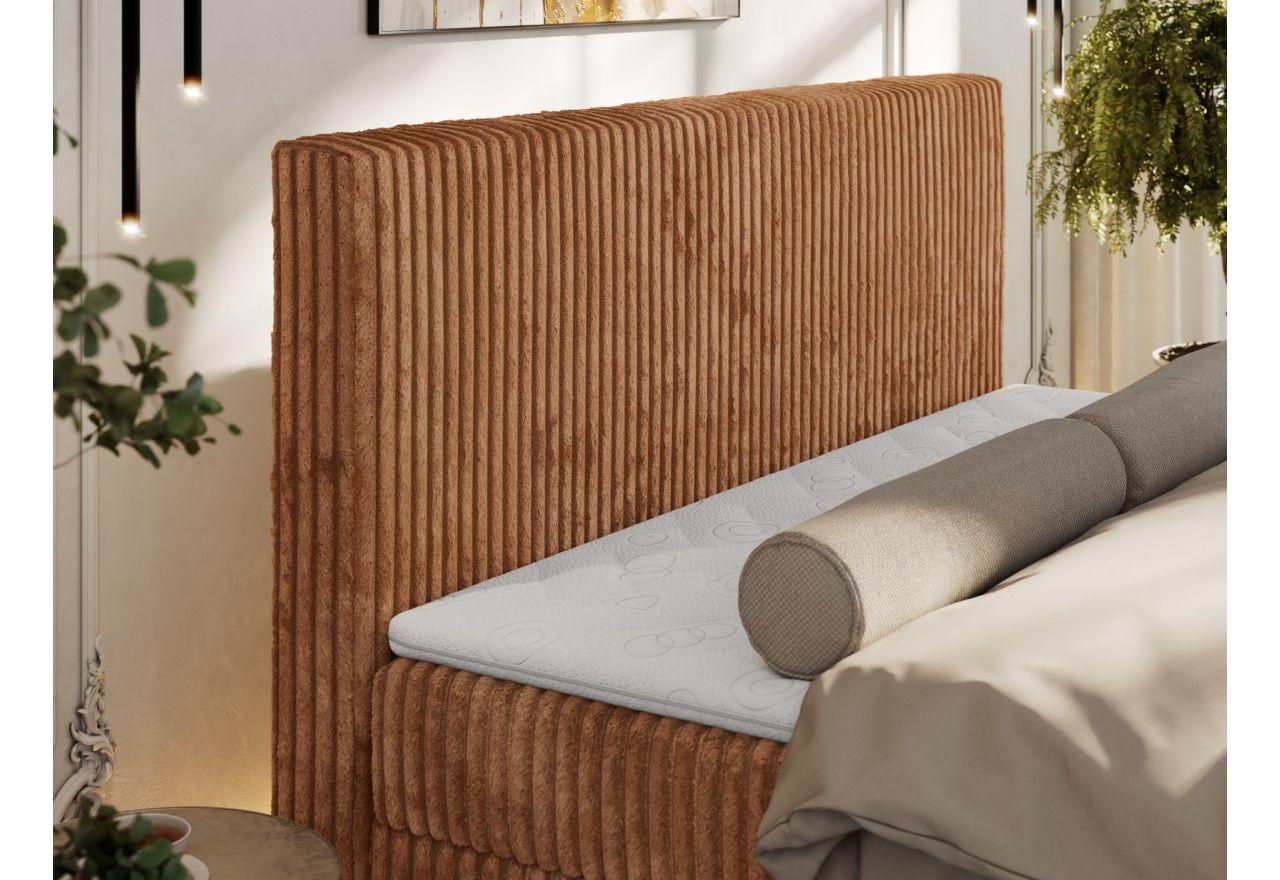 Łóżko kontynentalne TILIANO DUO 180x200 - H3 - pomarańczowy, sztruks