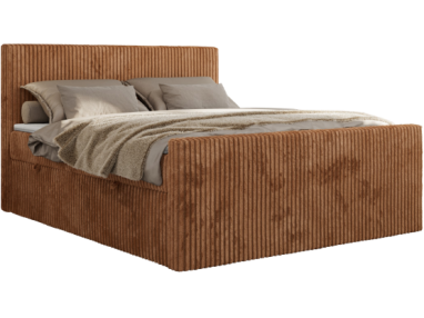 Łóżko kontynentalne TILIANO DUO 140x200 - H4 - pomarańczowy, sztruks