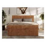 Łóżko kontynentalne TILIANO DUO 140x200 - H4 - pomarańczowy, sztruks