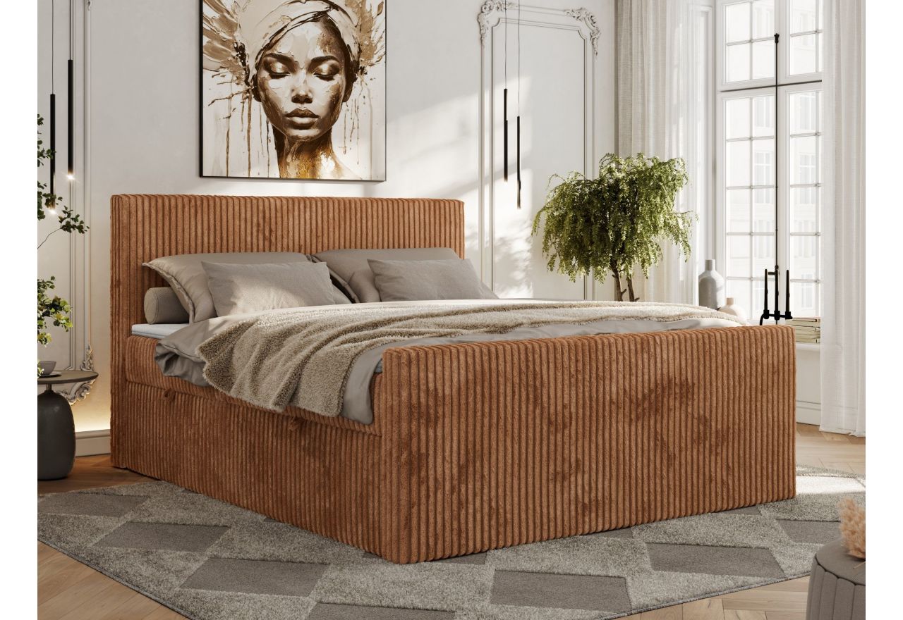 Łóżko kontynentalne TILIANO DUO 180x200 - H4 - pomarańczowy, sztruks