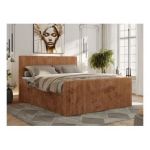 Łóżko kontynentalne TILIANO DUO 180x200 - H4 - pomarańczowy, sztruks